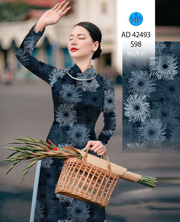 Vải Áo Dài Hoa In 3D AD 42493 4